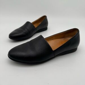 Dansko Black Leather Slip-On Flats